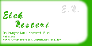 elek mesteri business card